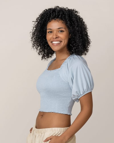 Kindred Bravely Sophia Smocked Cropped Nursing Top | French Blue
