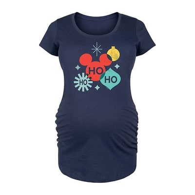 Kohl's Disney's Mickey Mouse Maternity Holiday Ho Ho Ho Shapes Graphic Tee