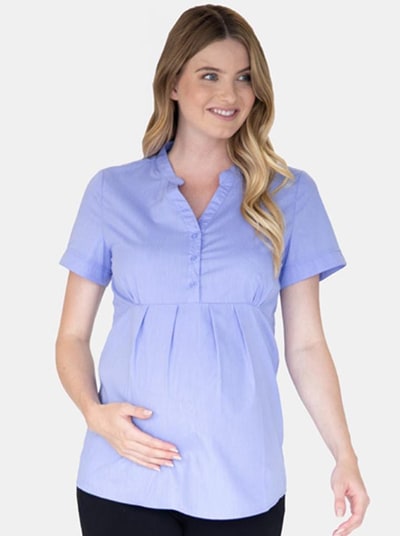 Angel Maternity Short Sleeve Maternity & Nursing Blouse Work Top