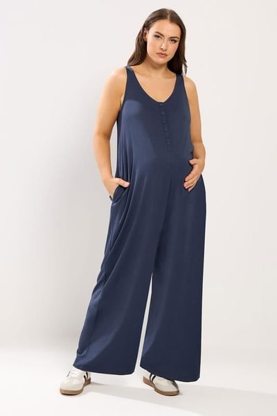 Yours Clothing BUMP IT UP MATERNITY Navy Blue Nursing Jumpsuit