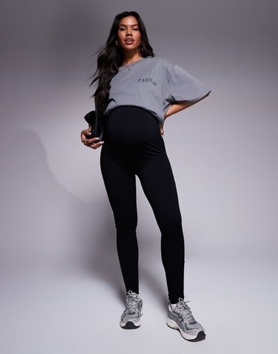 ASOS 4505 Maternity Icon seamless rib gym legging in black