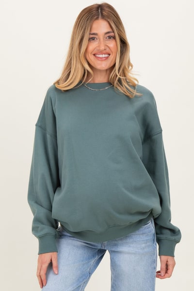 PinkBlush Ash Jade Oversized Maternity Fleece Sweatshirt