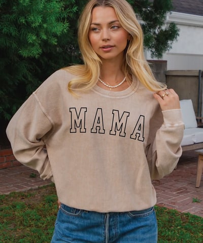 Bump City Mama Cropped Thermal Vintage Pullover