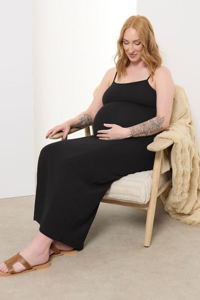 Yours Clothing LTS Tall Maternity Black Bodycon Cami Maxi Dress