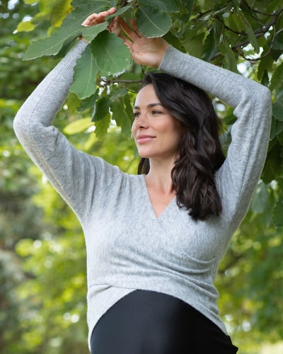 Ripe Maternity Willa Nursing Knit Silver Marle