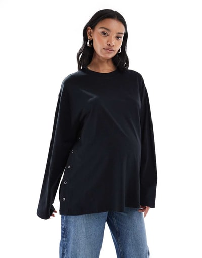 ASOS Nursing long sleeve T-shirt in black