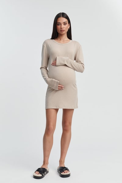 Legoe Heritage Soft Merino/Tencel LS Dress (Taupe) - FINAL SALE