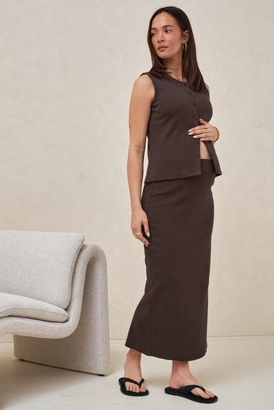 Bae the Label Storyline Midi Skirt - Chocolate