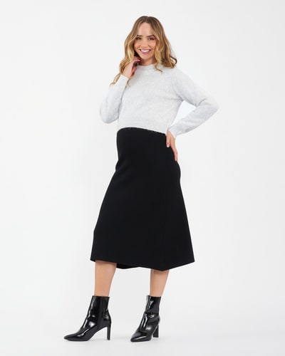 Ripe Maternity A-Line Knit Skirt Black