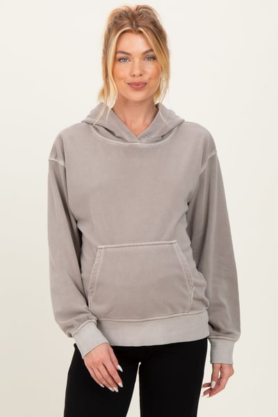 PinkBlush Mocha Soft Fleece Maternity Pocket Hoodie