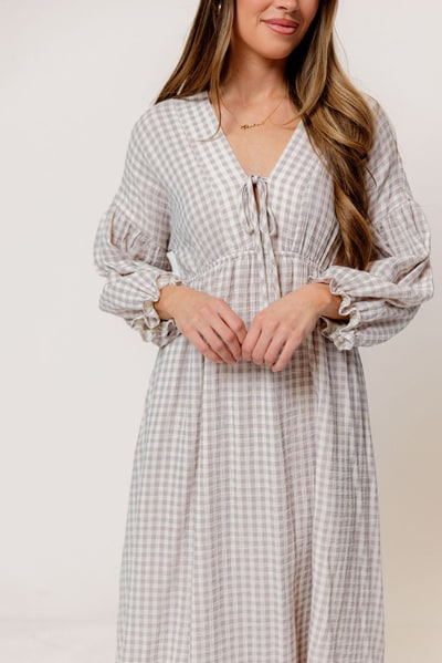 Worth Collective Hunter 100% Cotton Midi Dress in Wisteria Plaid (Lined) - Bump Friendly