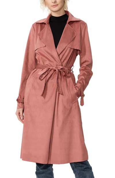 Kimi + Kai Kimi + Kai Women's "Aria" Long Faux Suede Trench Coat
