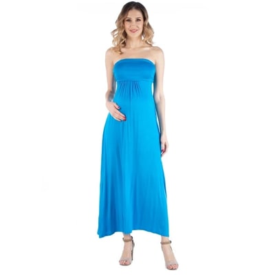 Target 24seven Comfort Apparel Maternity Sleeveless Empire Waist Maxi Dress-Turq-M