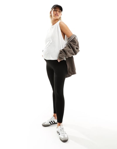 ASOS Vero Moda Maternity over the bump seamless ribbed leggings in black