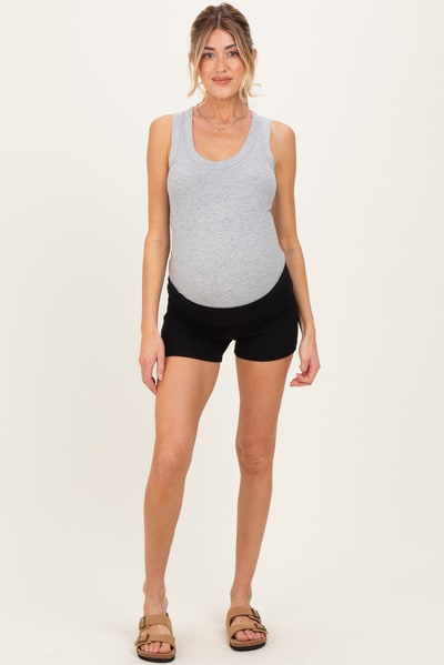 PinkBlush Black Foldover Waistband Maternity Shorts