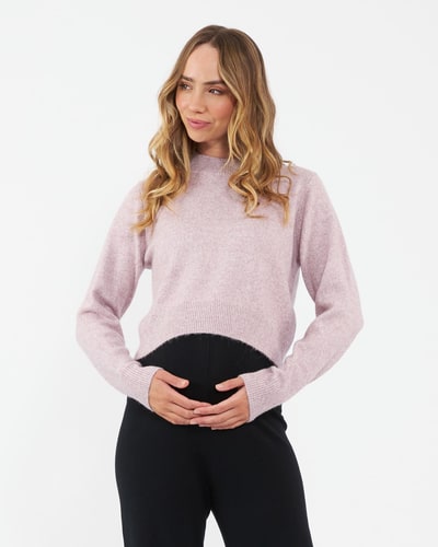 Ripe Maternity Tia Crop  Knit  Pink Marle