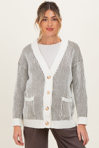 PinkBlush Olive Pocketed Button Front Maternity Cardigan