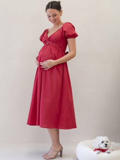Angel Maternity Fabia Reversible Tie Maternity Cotton Dress In Noel Red