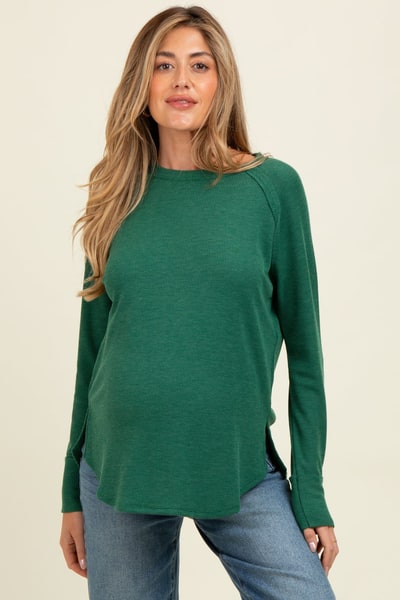 PinkBlush Green Baby Waffle Knit Long Sleeve Maternity Top