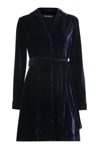 For The Creators Velvet Wrap Mini Dress Navy
