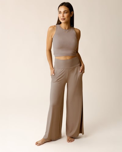 Kindred Bravely Bamboo Wide Leg Maternity & Postpartum Lounge Pant | Taupe