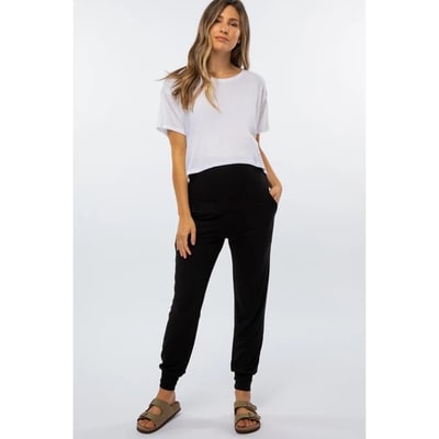 Target Pinkblush Black Maternity Band Jogger Pants Large