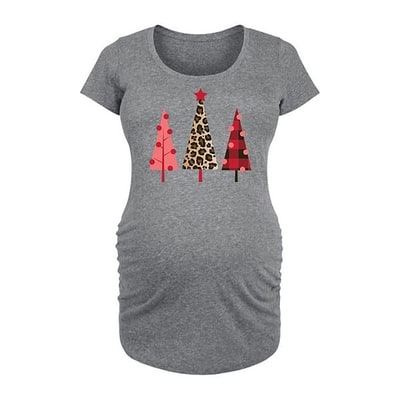 Kohl's Maternity Leopard Print Christmas Trees Graphic Tee