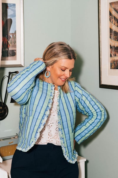 For The Creators Emmie Reversible Cropped Jacket in Azalea / Stripe