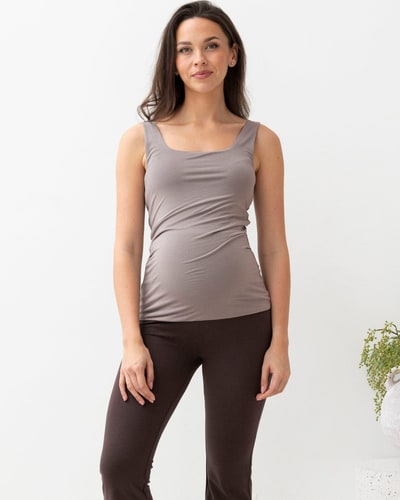 Angel Maternity Maternity Deluxe Modal Tank in Mink Grey