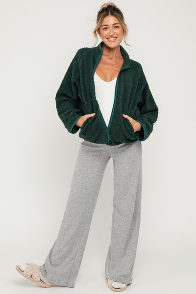 PinkBlush Heather Grey Brushed Knit Flare Leg Maternity Pants