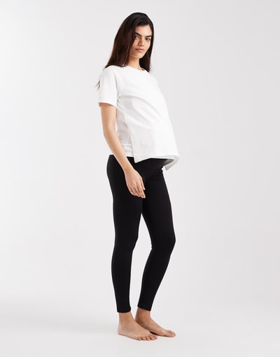 ASOS Mamalicious Maternity seamless active leggings with foldable post-bump waistband in black