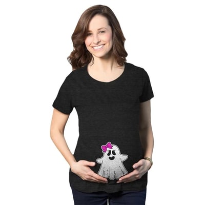 Target Maternity Baby Girl Ghost Pregnancy T Shirt Cute Funny Halloween Disguise Tee - Crazy Dog Maternity T Shirt For Halloween Season Black S