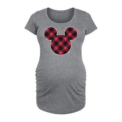 Kohl's Disney's Mickey Mouse Maternity Silhouette Plaid Fill Graphic Tee