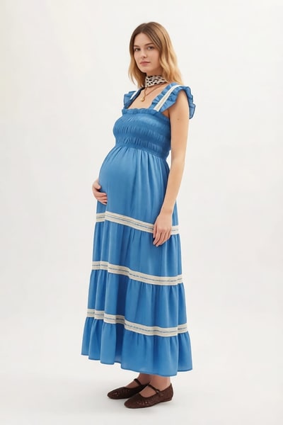 For The Creators Aubrie Maternity Dress in blue