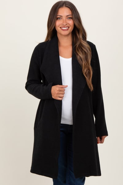 PinkBlush Black Knit Relaxed Fit Maternity Coat Jacket