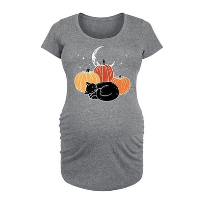 Kohl's Maternity Black Cat Pumpkin Nap Halloween Graphic Tee