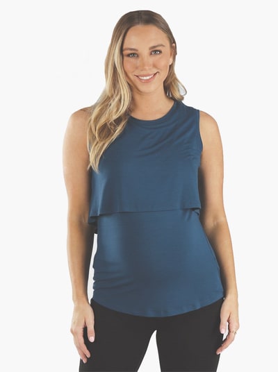 Angel Maternity Maternity & Nursing Tank in Teal