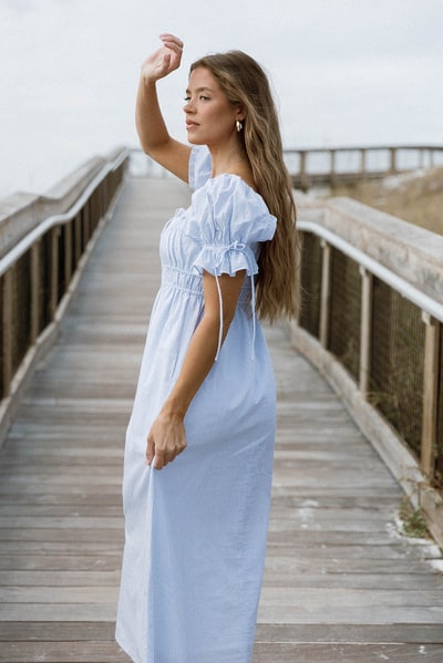 Worth Collective Savanna Steppe Dress in Light Blue Stripe - Bump Friendly & Inclusive Sizing *3/12 PRE-ORDER*