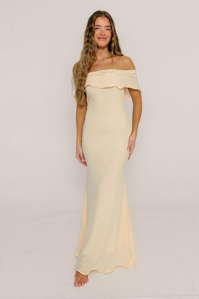 Worth Collective Tommie Maxi Dress in Ivory Butter - Bump Friendly (Size Up for Bump)