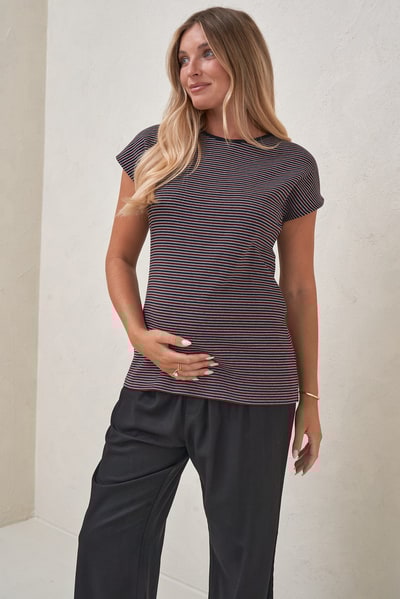 Bae the Label Minimalist Stretch Jersey Tee - Stripe