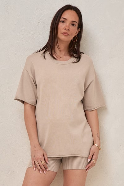Bae the Label Cloud Nine Knit Tee - Oatmeal
