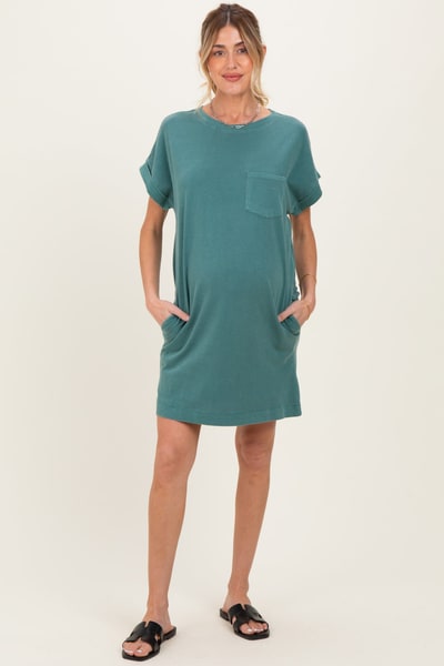 PinkBlush Forest Green Maternity T-Shirt Mini Dress