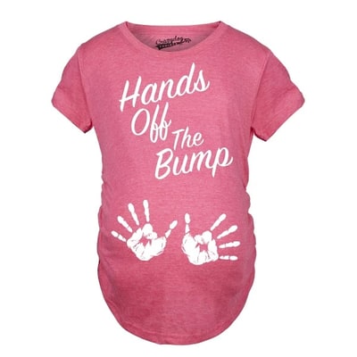 Target Maternity Hands Off The Bump Cute Pregnancy Shirt Fun Pregnant Gift Announcement - Crazy Dog Maternity T Shirt with Fun Design Pink L