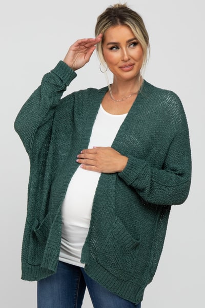 PinkBlush Forest Green Cuff Sleeve Maternity Cardigan