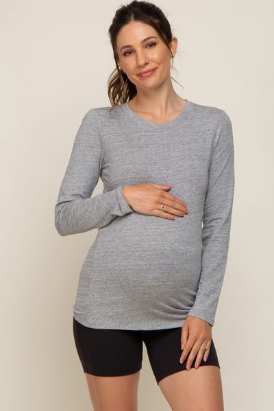 PinkBlush Heather Grey Long Sleeve Maternity Top