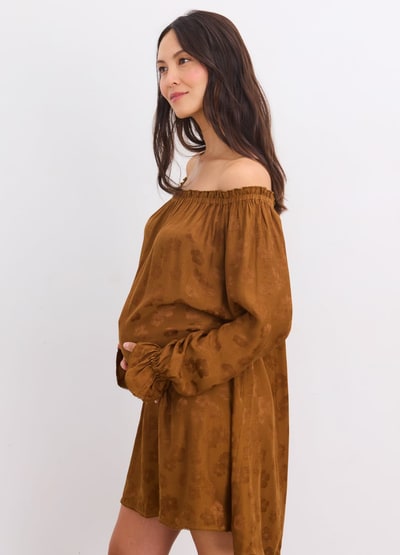 HATCH The Samantha Off-The-Shoulder Jacquard Mini Dress