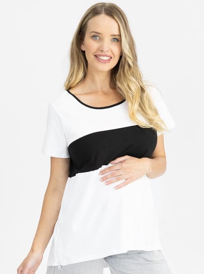 Angel Maternity Maternity and Nursing T-Shirt in Black and White