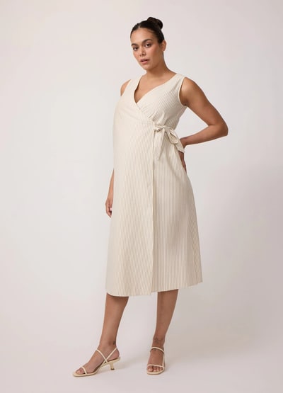 Ingrid & Isabel Côte Linen Maternity Wrap Midi Dress