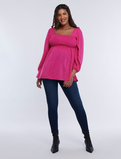 Motherhood Maternity Long Sleeve Mocked Empire Waist Top