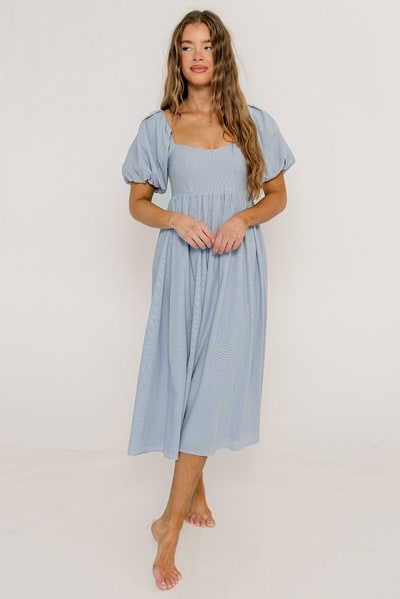 Worth Collective Hamilton Midi Dress in Light Blue - Bump Friendly & Inclusive Sizing